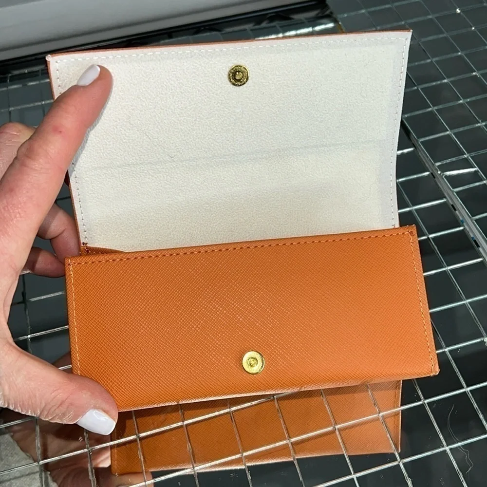 Tory Burch Crossgrain Orange Leather Large Sunglasses Case Clutch